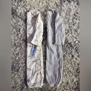 Carter's Gray Striped and White Animal Print Sleepers